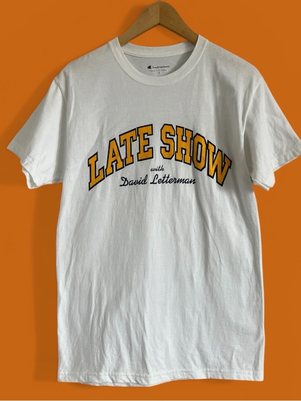 Late Show David Letterman Tee Champion Small White Graphic T-Shirt